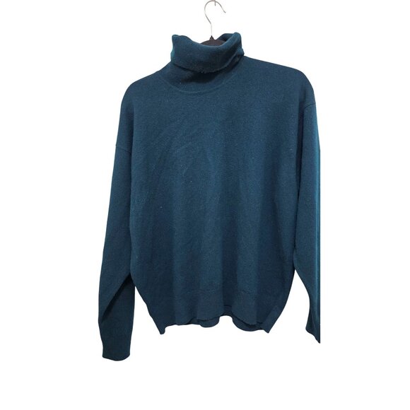 James Pringle Teal Unisex Lambswool Turtleneck Sweater Made In Scotland Size XL - Picture 1 of 6